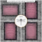 Victorian Gothic Iron Border Burgundy Wedding Kaart