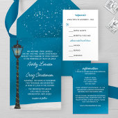 Victoriaans Lamp Post Winter Bruiloft Kaart