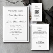 Old Money Black and White Wedding Details Qr Code Informatiekaartje