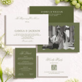 Simple Olive Green Wedding Flat Program Kaart