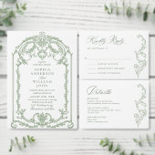Victoriaans  Grace Sage Green Wedding Menu (Personaliseer de collectie van deze zelfstandige maker.)