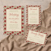 Oude rode rozen bloemen trouwmenu menu (Personaliseer de collectie van deze zelfstandige maker.)