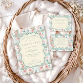 Victorian Rose Lattice Baby Shower Kaart