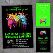 Video Games Groene Baby shower Luier Raffle Ticket Informatiekaartje