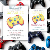 Watercolor videospel kinderen verjaardag poster