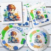 Verjaardag Jongen naam en leeftijd Gepersonaliseer Papieren Bordje