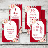 Tweetalige Chinese "Longevity" Peony Verjaardag Menu