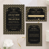 Vintage Deco Gatsby Wedding Collectie 1920 Programmakaart