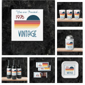  1975 Retro Stripe Zon 50e Verjaardag Wijn Etiket