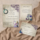 Donkerblauwe Alice in Wonderland Wedding RSVP (Personaliseer de collectie van deze zelfstandige maker.)