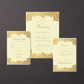 Gold Cream Elegant Script Antiek bruiloft Menu (Personaliseer de collectie van deze zelfstandige maker.)