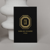  Art Deco Monogram Gold/zwart Visitekaartje