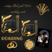 zwart goud 1920s bruiloft uitnodigingen wikkel