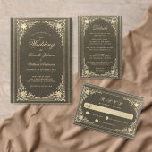 Bruiloft Monogram Elegant  Goud op Zwart Kaart (Personaliseer de collectie van deze zelfstandige maker.)