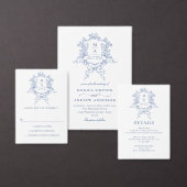 Victoriaans  Bloemen Dusty Blue Wedding QR-code Bedankkaart (Personaliseer de collectie van deze zelfstandige maker.)