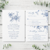 Elegant Blue French Garden Wedding Save the Date Briefkaart (Personaliseer de collectie van deze zelfstandige maker.)