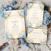 Vintage Blue Hydrangea Garden Wedding Save The Date