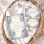 Vintage Blue Jeans Pocket Friends Baby Shower Kaart