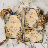 Vintage Blue Wildflower Wedding Kaart