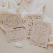 Blush Antiek Bloei Bruiloft Monogram Ronde Sticker