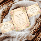 Bruiloftsfeest in Vintage Rozen Bloementuin Kaart