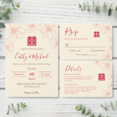 Boho red en beige floral Chinese bruiloft Servet (Personaliseer de collectie van deze zelfstandige maker.)