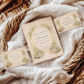 Vintage Bookstack Garden Bridal Shower Bedankkaart