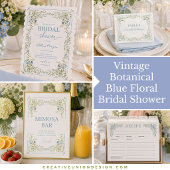 Vintage botanische blauwe bloemendankkaartjes