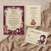 Bourgogne Gouden Bloemen Konijn Alice in Wonderlan Etiket (Personaliseer de collectie van deze zelfstandige maker.)