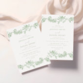 Vintage Classic Sage Green Floral Wedding Kaart