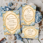 Vintage Coastal Hydrangea Quinceañera Kaart