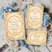 Vintage Coastal Seashell Quinceañera Kaart