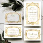 Elegant Gold White Deco Lijst Wedding 1920 Vellum Uitnodigingen