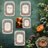 Dusty Blue Art Nieuwe Victoriaans bruiloft Save The Date