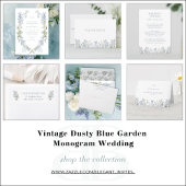 Vellum  Dusty Blue Garden Monogram Huwelijk Vellum Uitnodigingen