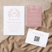 Stoffige Roze Bloemenkroon Monogram Bruiloft Welko Poster (Personaliseer de collectie van deze zelfstandige maker.)