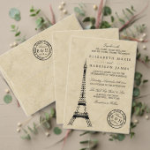 Eiffel Tower Paris Postmark Weddenschap Wijn Etiket (Personaliseer deze collectie van deze onafhankelijke maker. Test)