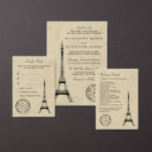 Eiffel Tower Paris Postmark Weddenschap Wijn Etiket (Personaliseer de collectie van deze zelfstandige maker.)