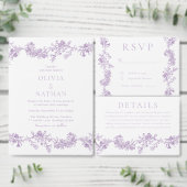  Elegante Lavendel Paarse Bloemen Huwelijk Kaart (Personaliseer de collectie van deze zelfstandige maker.)