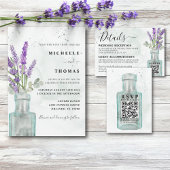 Boho Waterverf Eucalyptus en Lavendel Bruiloft Kaart