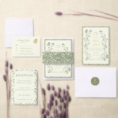 stijl Sage Green en Cream Wedding Kaart (Personaliseer de collectie van deze zelfstandige maker.)