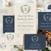 Monogram Crest marine blauw Wedding planner Notitieboek