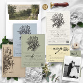 Bloemen Zwart Rustiek Kraft Boho Huwelijk Save The Date