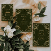 Olijfgroen Gouden bruiloft Save the Date Kaart