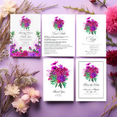 Fuchsia en Paarse Floral Wedding Menu