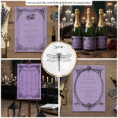 Vintage Gothic Black Toile Cross Purple Wedding Plaatskaartje