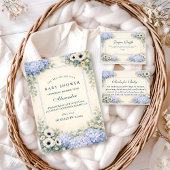 Vintage Hydrangea Floral Frame Baby Shower Servet