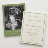 White and Sage Green Wedding Details Informatiekaartje