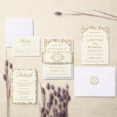 Monogram Vintage Ivory Wedding Ceremony Program (Personaliseer de collectie van deze zelfstandige maker.)