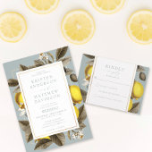  botanische Lemon Wedding Dusty Blue foto Bedankkaart